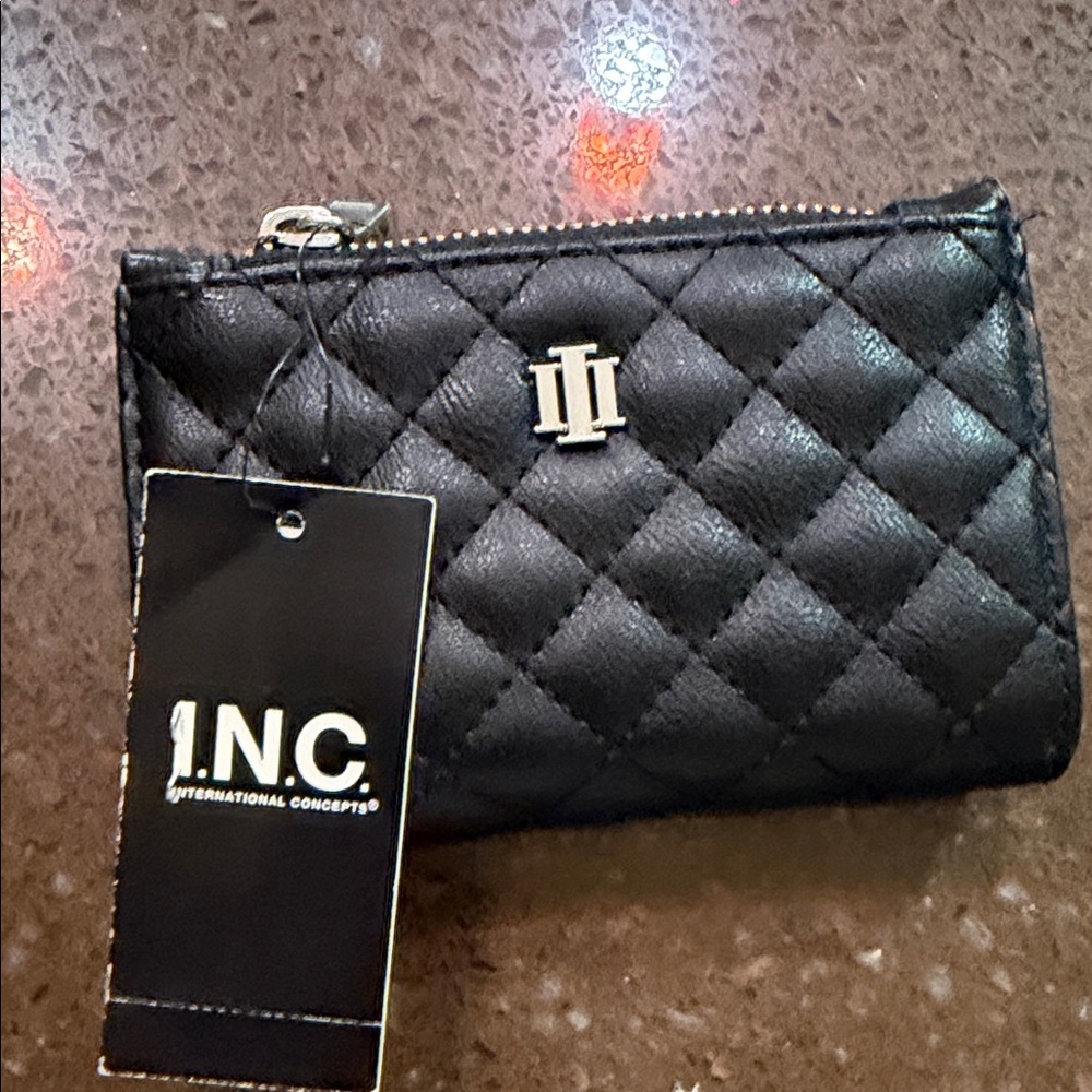 INC International Concepts Quilted Black Wallet new with tag